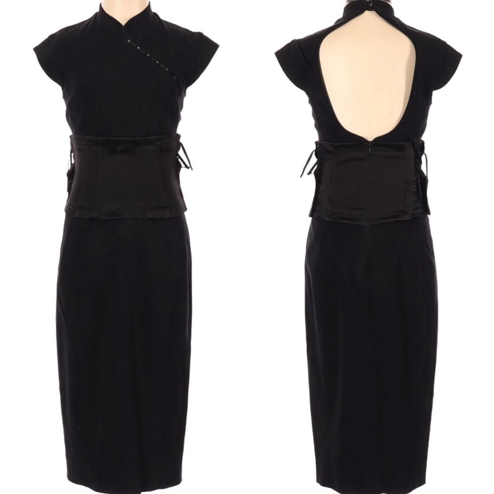 Karen Millen Corset Dress Asian Cheongsam Black …